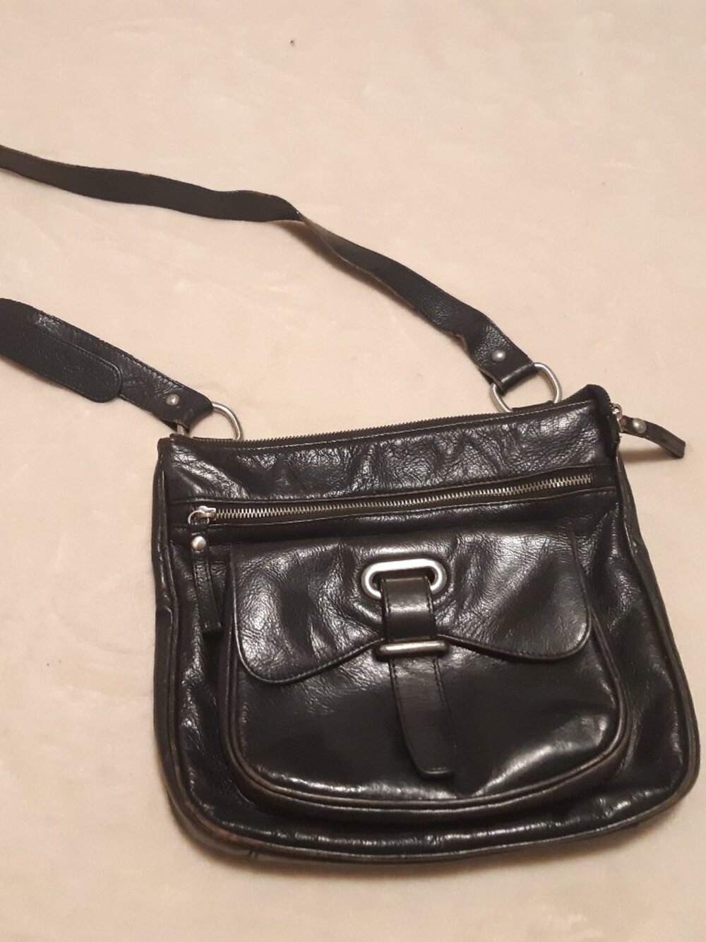 CrossBody Bag Danier Vintage Y2K Black Genuine Leather